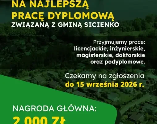 Konkurs na najlepszą pracę dyplomową o gminie Sicienko – do wygrania 2000 zł