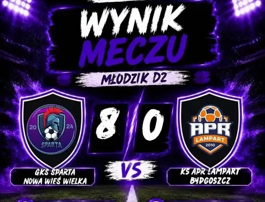 Młodzicy D2 Sparty Nowa Wieś Wielka rozgromili Lampart Bydgoszcz 8:0