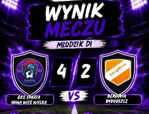 Młodzik D1 Sparty Nowa Wieś Wielka wygrywa z Bergovią Bydgoszcz 4:2