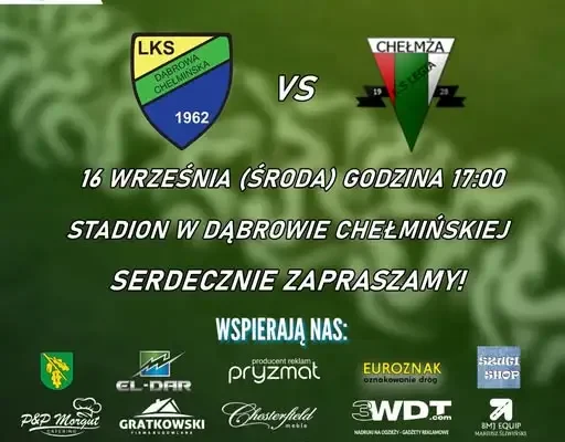 LKS Dąbrowa Chełmińska kontra Legia Chełmża – mecz o fotel lidera już 16 września