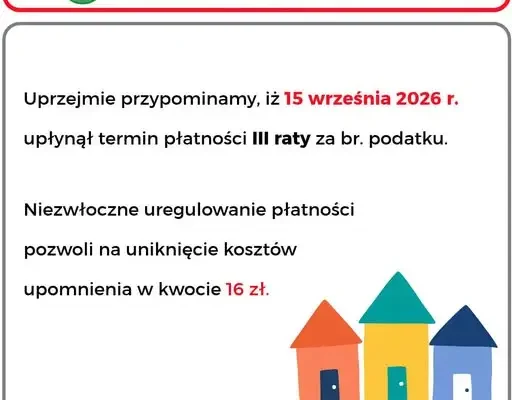 Gmina Osielsko przypomina: minął termin płatności III raty podatku od nieruchomości