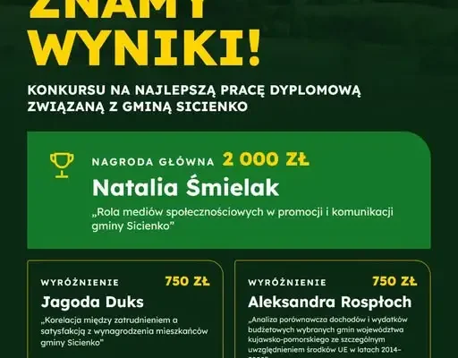 Gmina Sicienko nagrodziła najlepsze prace dyplomowe. Znamy laureatki IV edycji konkursu