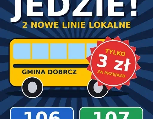 Nowe linie autobusowe 106 i 107 w Gminie Dobrcz ruszają 2 października