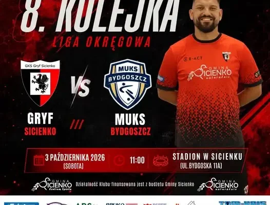 Gryf Sicienko podejmie MUKS Bydgoszcz w 8. kolejce Ligi Okręgowej