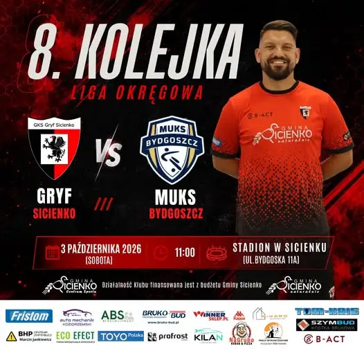 Gryf Sicienko podejmie MUKS Bydgoszcz w 8. kolejce Ligi Okręgowej