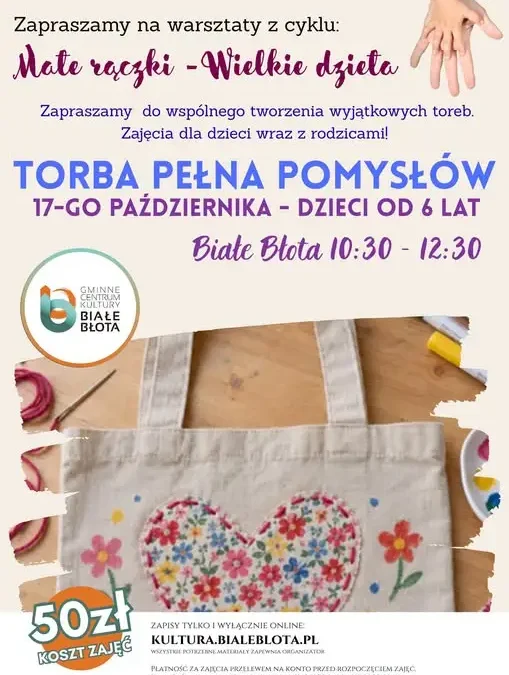Rodzinne warsztaty kreatywne w Białych Błotach – stwórz własną torbę