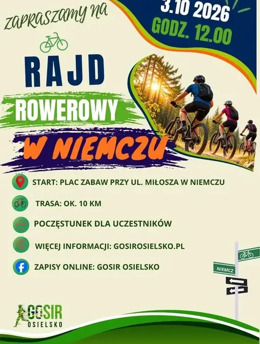 Rajd rowerowy w Niemczu – zapisy jeszcze przed startem