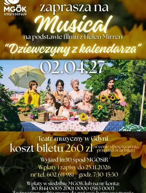 Musical „Dziewczyny z kalendarza” w Gdyni – wyjazd z Koronowa