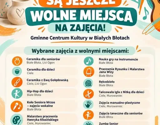 Gminne Centrum Kultury w Białych Błotach z wolnymi miejscami na zajęcia