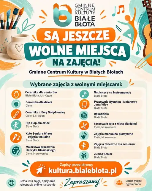 Gminne Centrum Kultury w Białych Błotach z wolnymi miejscami na zajęcia
