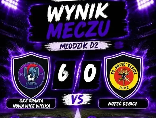 Młodzik D2 Sparty Nowa Wieś Wielka rozgromił Noteć Gębice 6:0