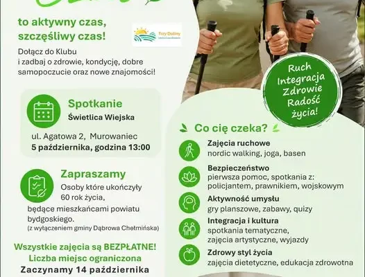 Klub Seniora „Zielony Czas” w Murowańcu – trwają zapisy, start 14 października
