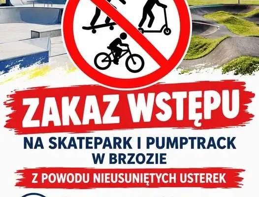 Skatepark i pumptrack w Brzozie zamknięte z powodu usterek