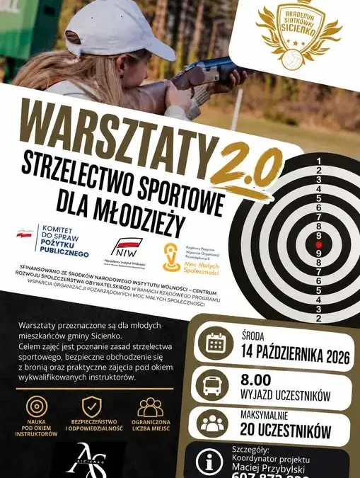 Bezpłatne warsztaty strzelectwa sportowego dla młodzieży z gminy Sicienko