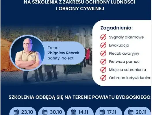 Bezpłatne szkolenia z ochrony ludności dla mieszkańców Powiatu Bydgoskiego