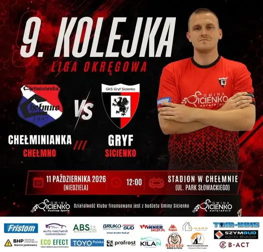 Gryf Sicienko zagra na wyjeździe z Chełminianką Chełmno w 9. kolejce