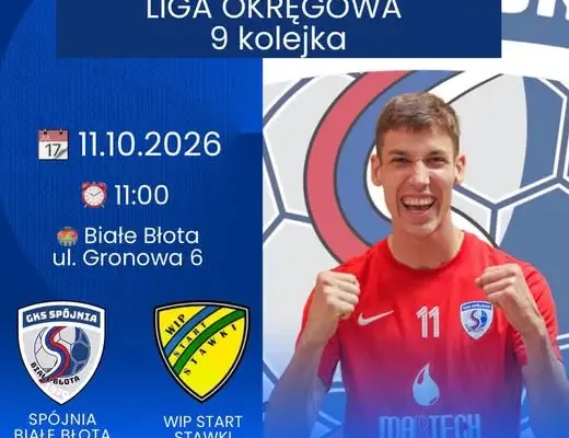 Spójnia Białe Błota podejmie niepokonany WIP Start Stawki w 9. kolejce ligi okręgowej