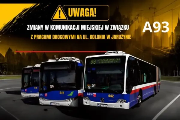 Zmiany w kursowaniu linii nr 93 w Jarużynie – objazd z powodu remontu ul. Kolonia