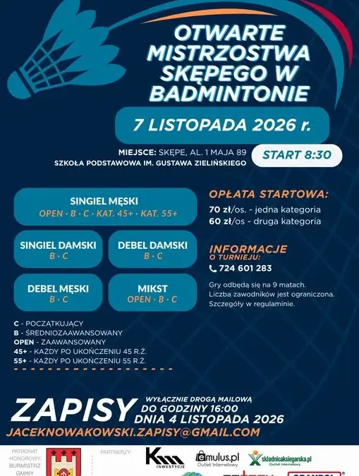 Turniej badmintona w Skępem – kolejna edycja już wkrótce