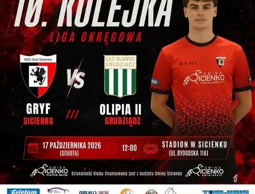 Gryf Sicienko zagra u siebie z Olimpią II Grudziądz