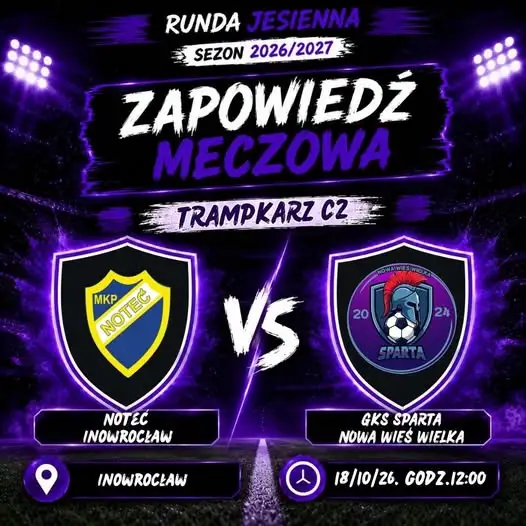 Trampkarze Sparty Nowa Wieś Wielka walczą o szczyt tabeli w Inowrocławiu