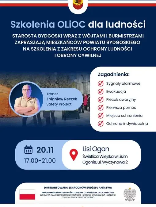 Bezpłatne szkolenie z obrony cywilnej w Lisim Ogonie – już 20 listopada