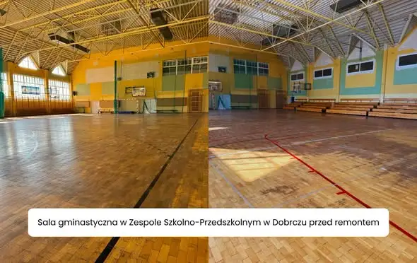 Modernizacja sali gimnastycznej w Dobrczu – nowa podłoga sportowa