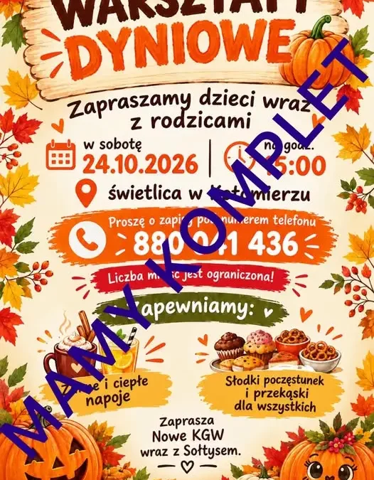 Warsztaty wycinania dyni w Kotomierzu – zapisy trwają