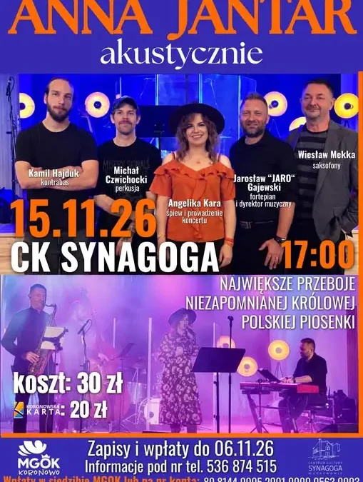 Koronowo: Koncert z przebojami Anny Jantar już 15 listopada