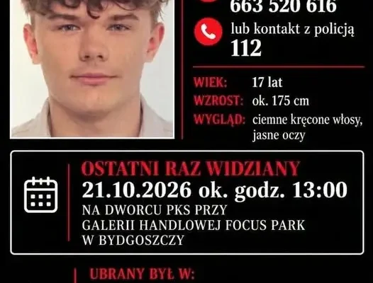 Zaginął 17-letni Patryk Skorulski. Ostatni raz widziany w Bydgoszczy