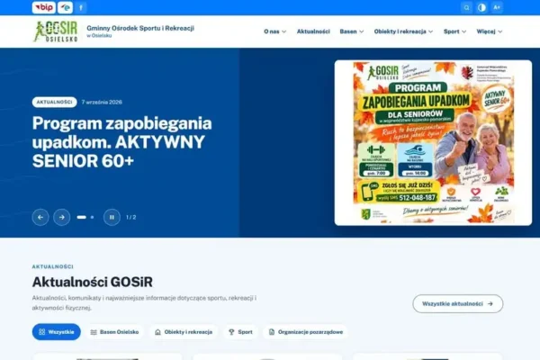 GOSiR Osielsko z nową stroną internetową – sprawdź, co się zmieniło