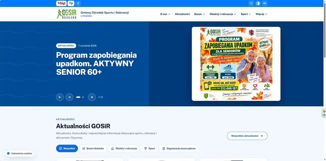 GOSiR Osielsko z nową stroną internetową – sprawdź, co się zmieniło