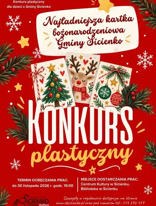 Gminny konkurs plastyczny w Sicienku – stwórz kartkę świąteczną i wygraj nagrody