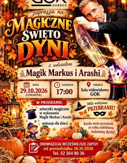 Magiczne Święto Dyni w GOK Dobrcz – zapisy ruszają w poniedziałek