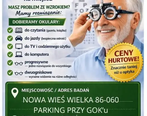 Bezpłatne badanie wzroku w Nowej Wsi Wielkiej – zapisy trwają