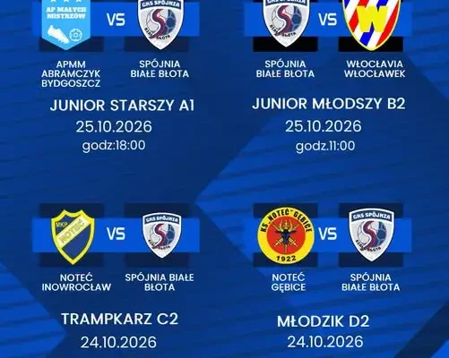 Plan gier najstarszych drużyn Akademii Spójni Białe Błota na weekend 24–25 października