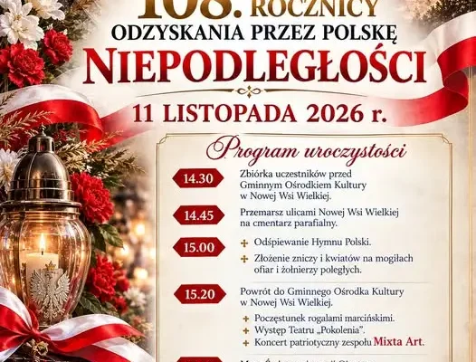 Gminne obchody Święta Niepodległości w Nowej Wsi Wielkiej – 11 listopada 2026