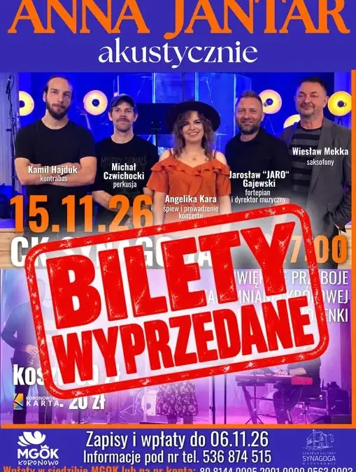 Koncert „Anna Jantar Akustycznie” w Koronowie – bilety wyprzedane