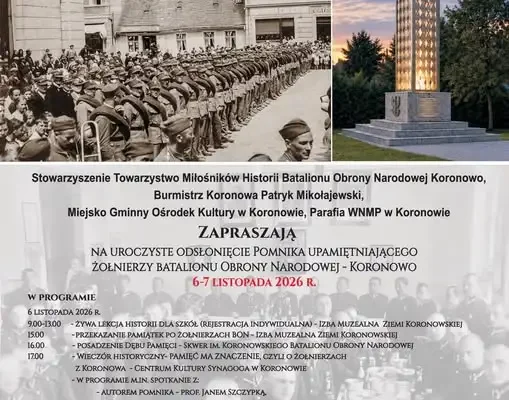 Koronowo uczci pamięć żołnierzy Batalionu Obrony Narodowej – odsłonięcie pomnika 6–7 listopada