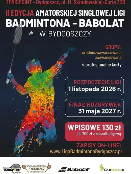 Amatorska Liga Badmintona w Bydgoszczy – zapisy trwają!