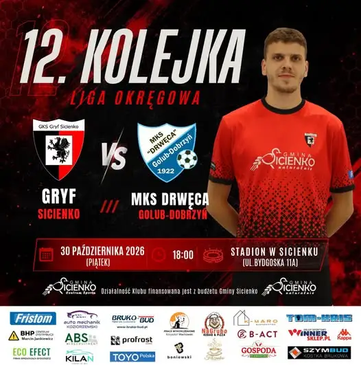 Gryf Sicienko wraca na własny stadion – piątkowe starcie z Drwęcą Golub-Dobrzyń
