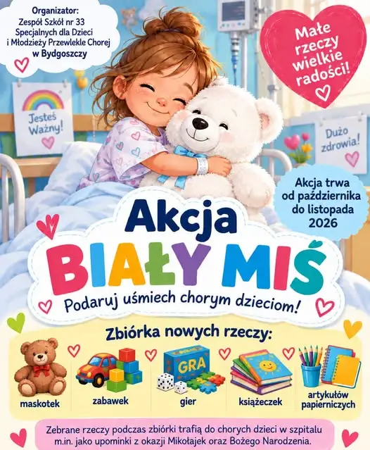 Akcja Biały Miś w Dobrczu – zbierają dary dla chorych dzieci z bydgoskich szpitali