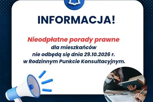 Odwołane porady prawne w Gminie Koronowo – 29 października 2026