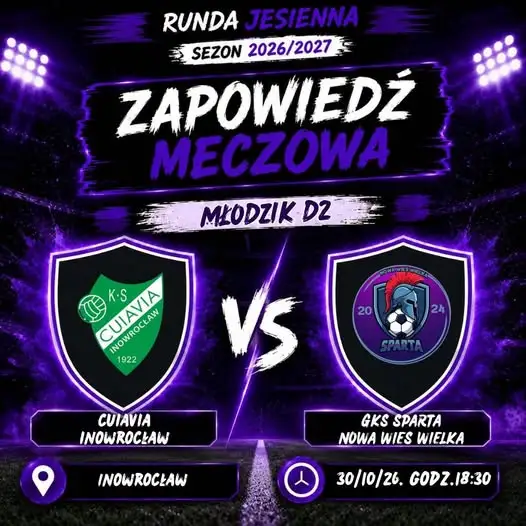 Młodzik D2 Sparty Nowa Wieś Wielka zagra ostatni mecz rundy jesiennej