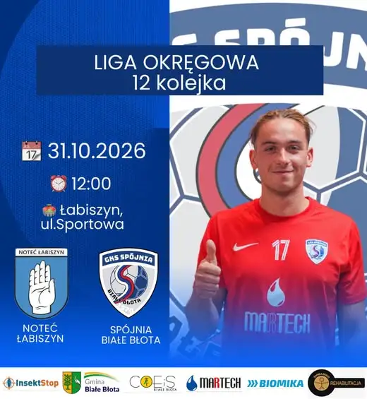 Noteć Łabiszyn kontra Spójnia Białe Błota – zapowiedź 12. kolejki ligi okręgowej
